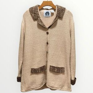 Storybook Knits Brown Tan Cardigan and Sleeveless Top Set size Large